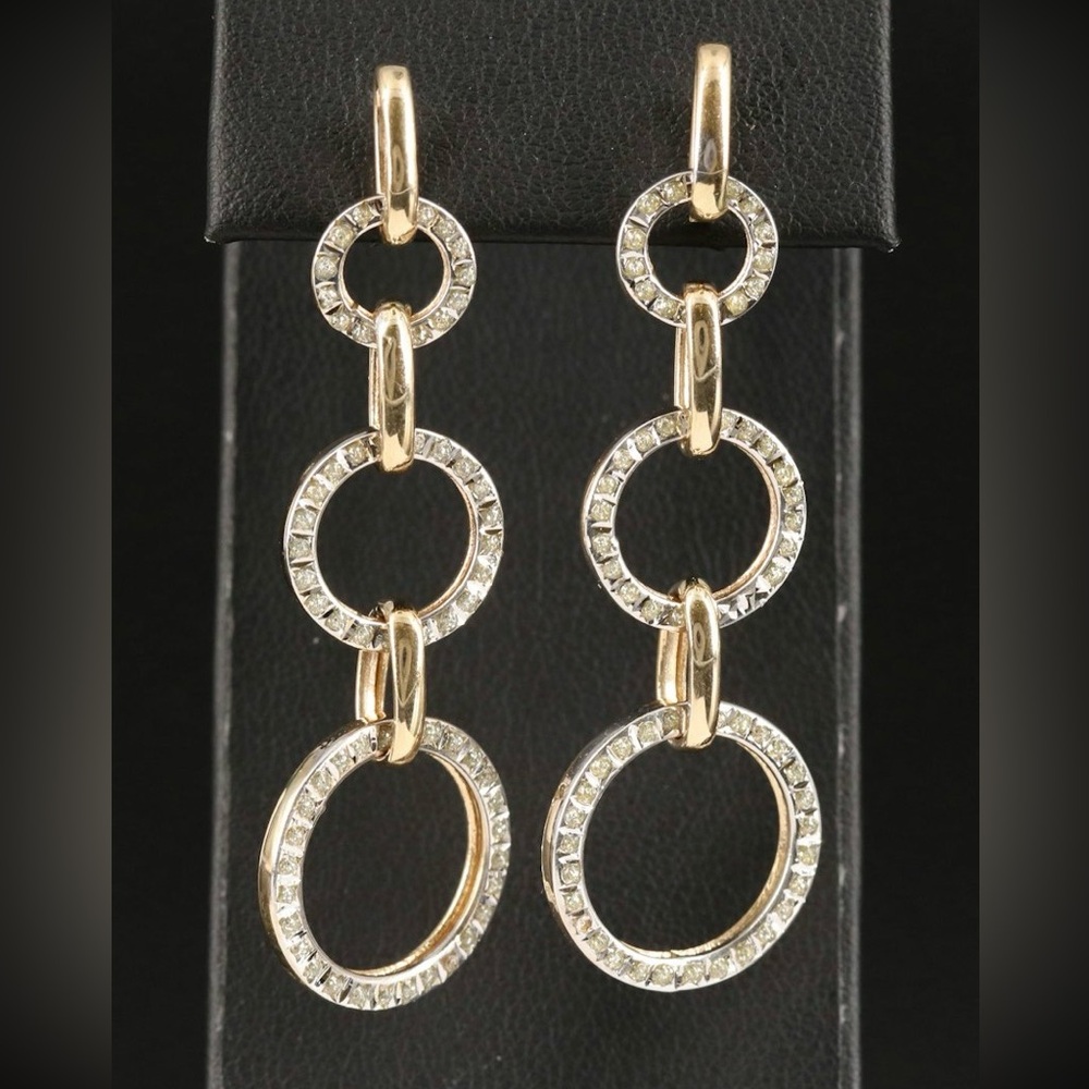 14K Gold Elegant Circle Drop Earrings